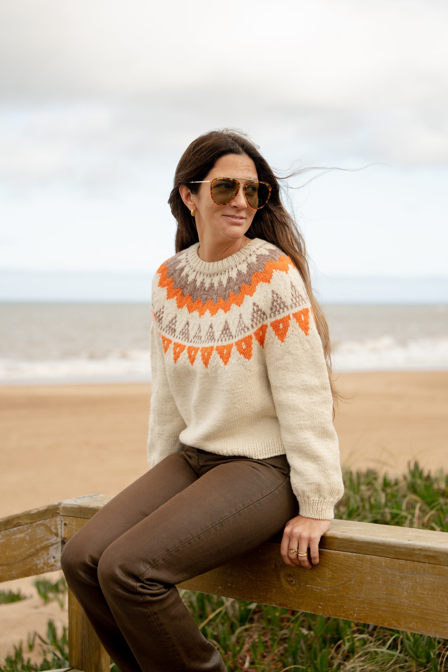 Sweater Bariloche Naranja y Visón - Imagen 2