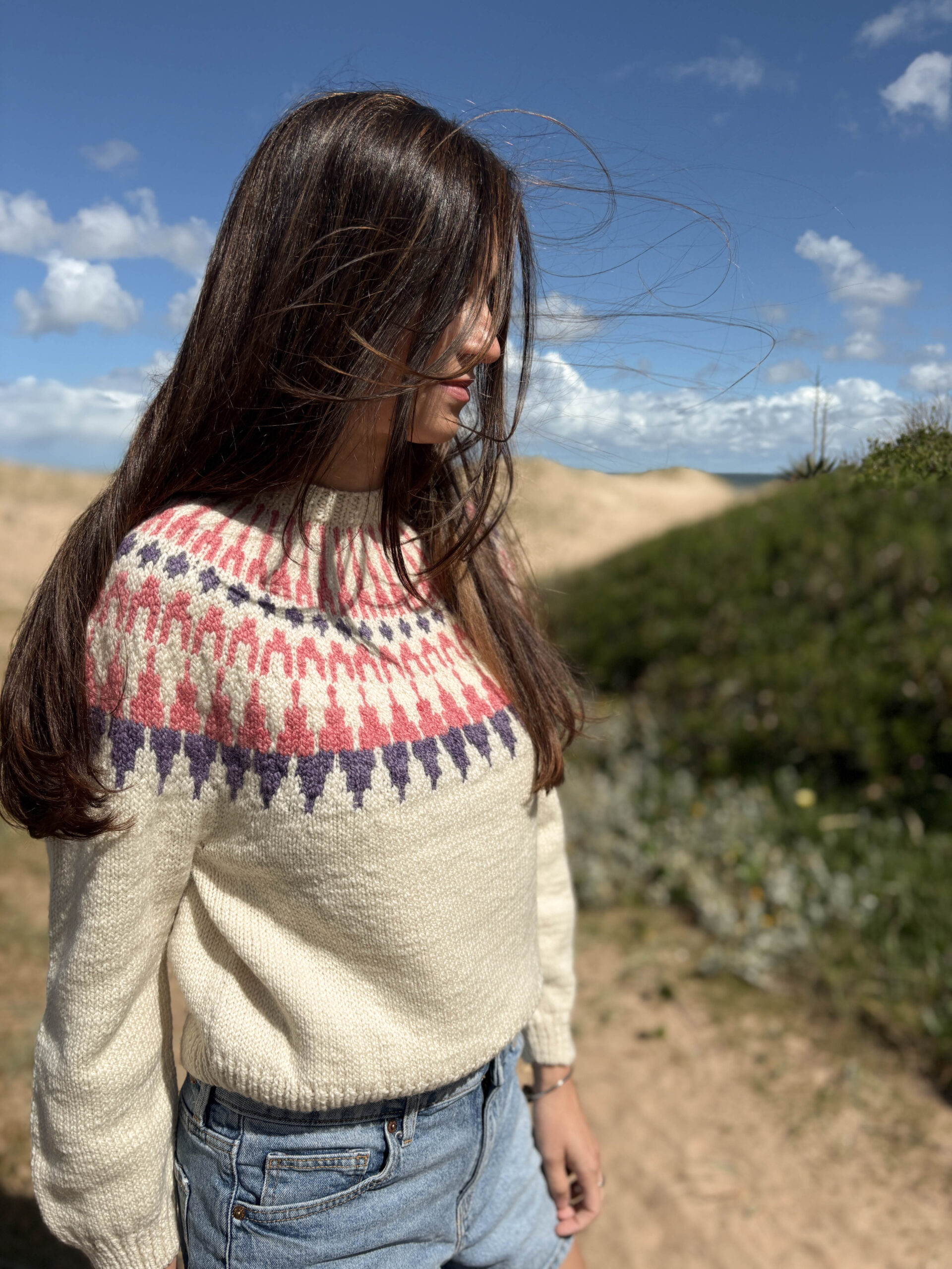 Sweater Nórdico Violeta y Rosa - Imagen 2
